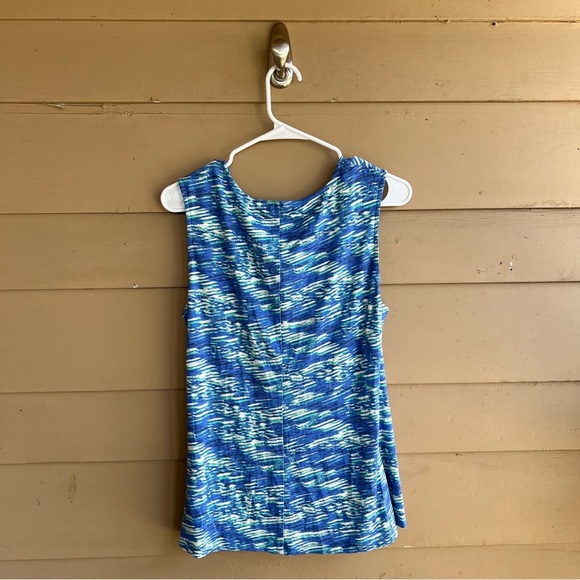 NIC+ZOE Women’s Sleeveless V-Neck Wrap Twist Blue Multicolor Top Size L NWT - Picture 6 of 6